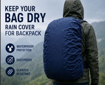 Absolute Wellings Navy Blue Bagcover Dust Proof, Waterproof Trekking Bag Cover, School Bag Cover, Laptop Bag Cover-image-20