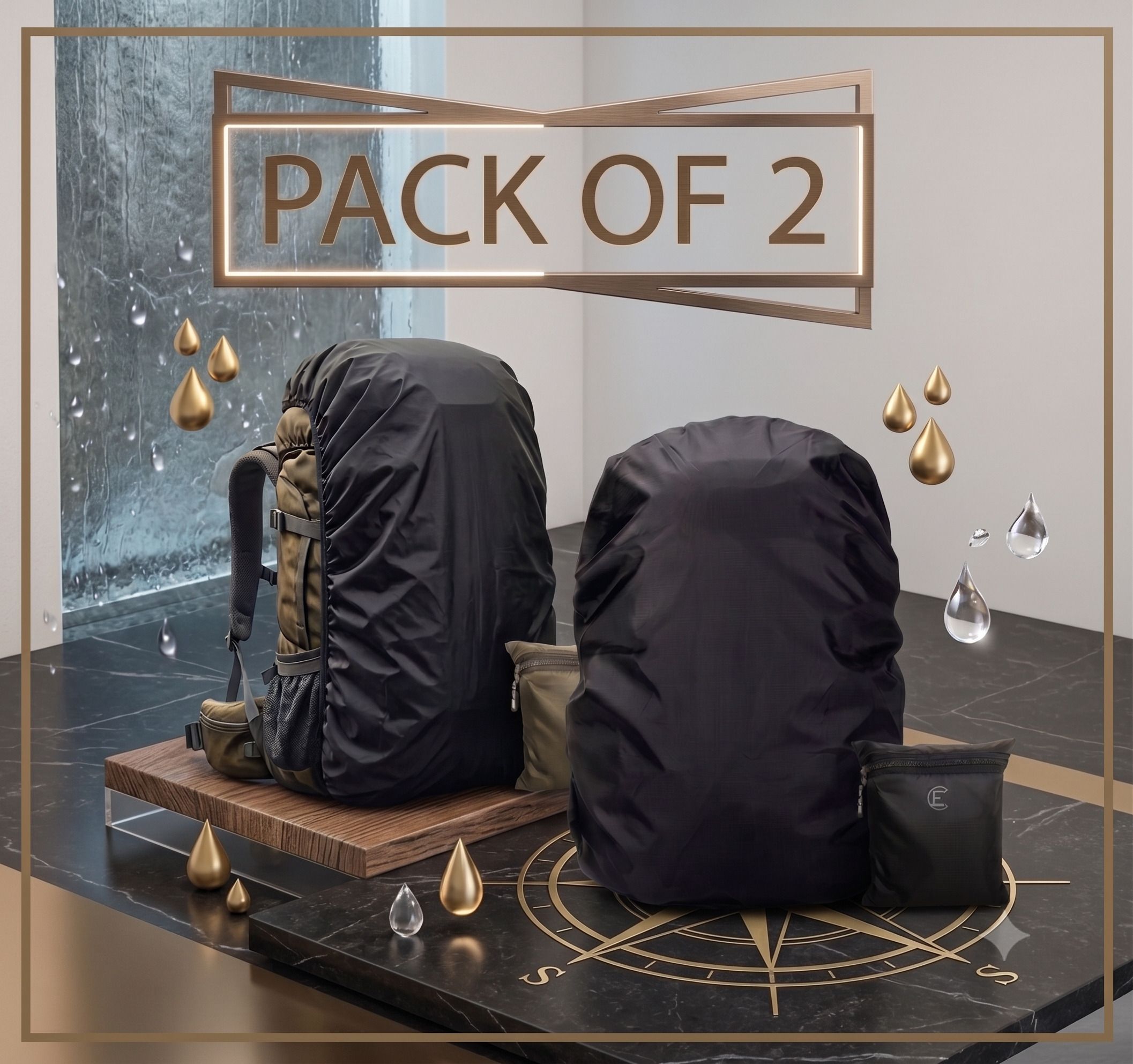 FLEWDROPY All-Weather Waterproof Cover for Rucksacks - Set of 2 Waterproof Laptop Bag Cover, Luggage Bag Cover, School Bag Cover, Trekking Bag Cover-image-25
