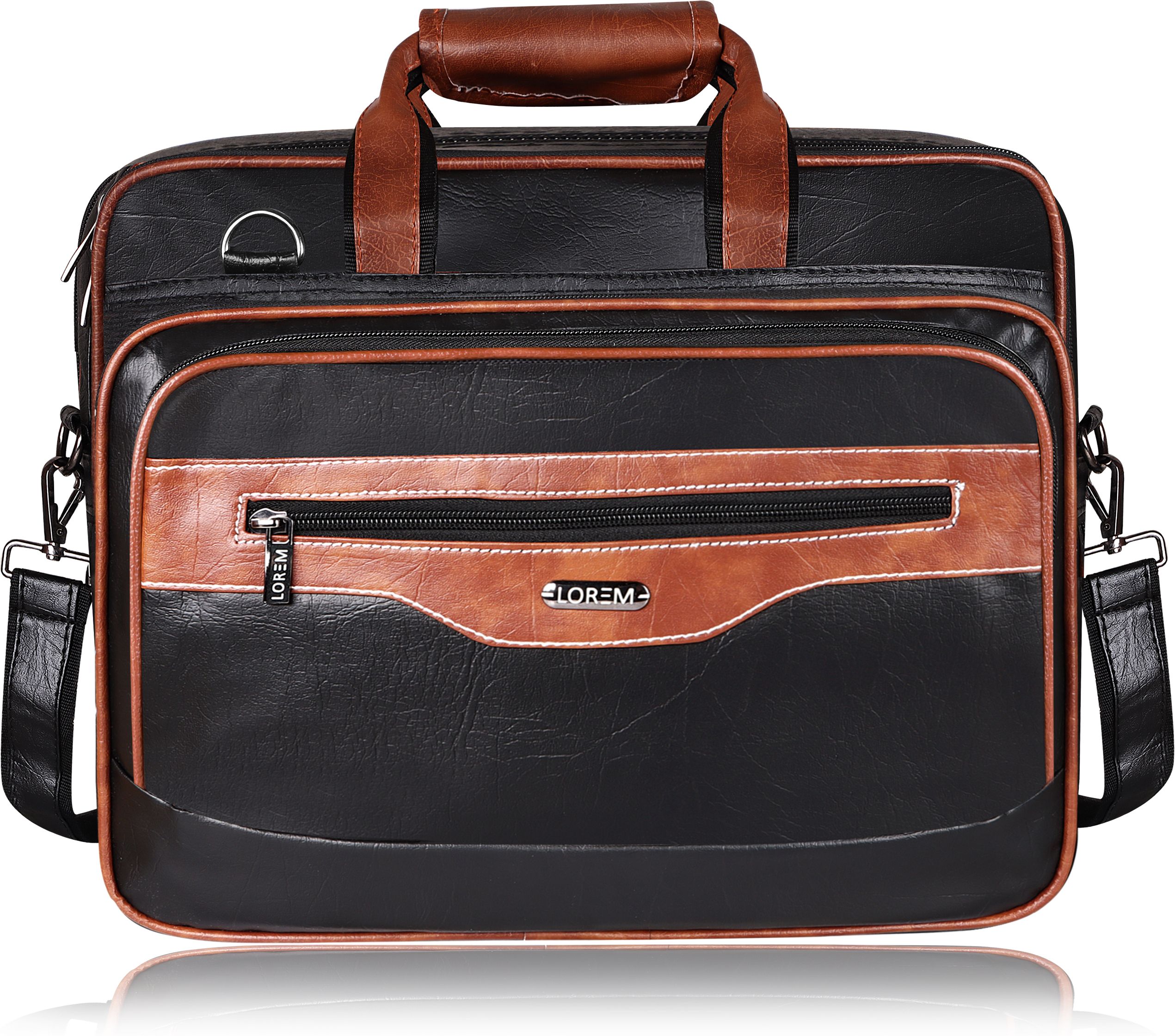 aaurubis enterprise Tan & Black Color Faux Leather 28L Messenger Bag For Men BG105 Waterproof Messenger Bag-picture-19