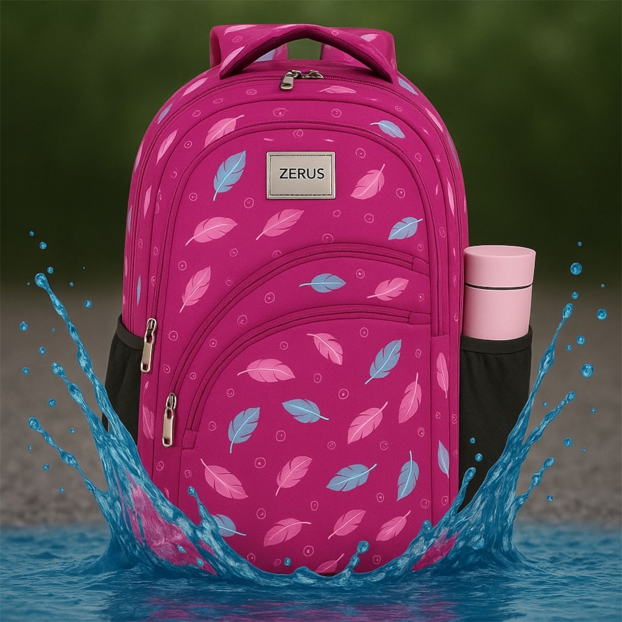 Pretty Feather Design Backpack for Women College Office Travel Bag Waterproof Backpack-image-41