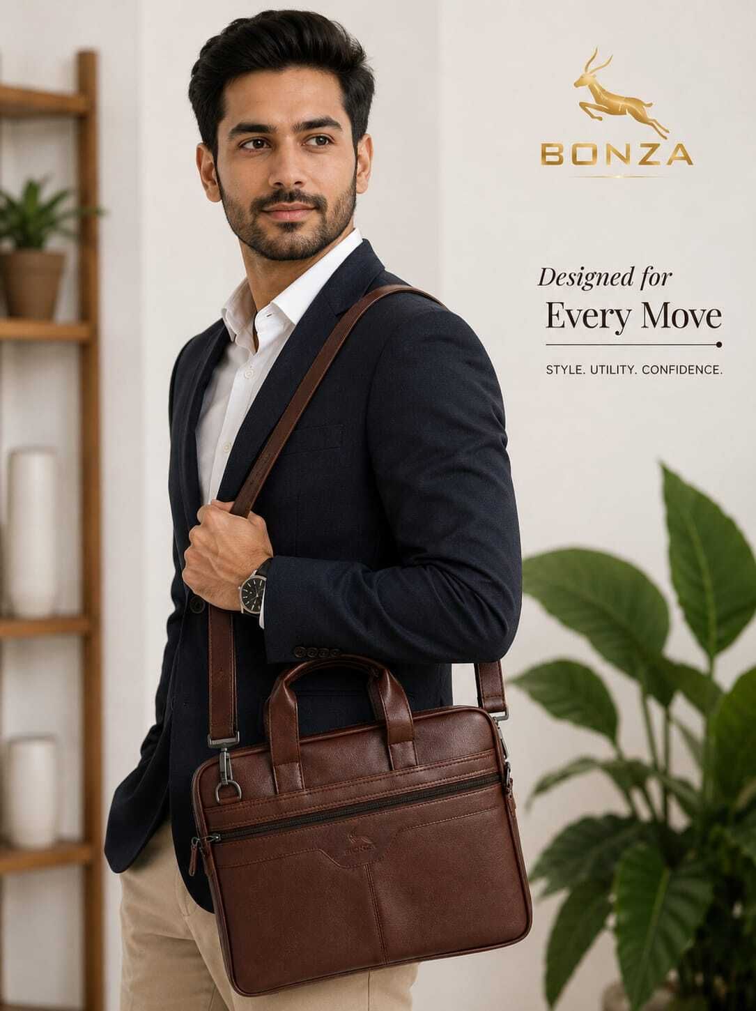 bonzaa Urban Brown Artificial Leather 15.6-inch Laptop Messenger Bag / Office Briefcase Waterproof Messenger Bag-picture-22