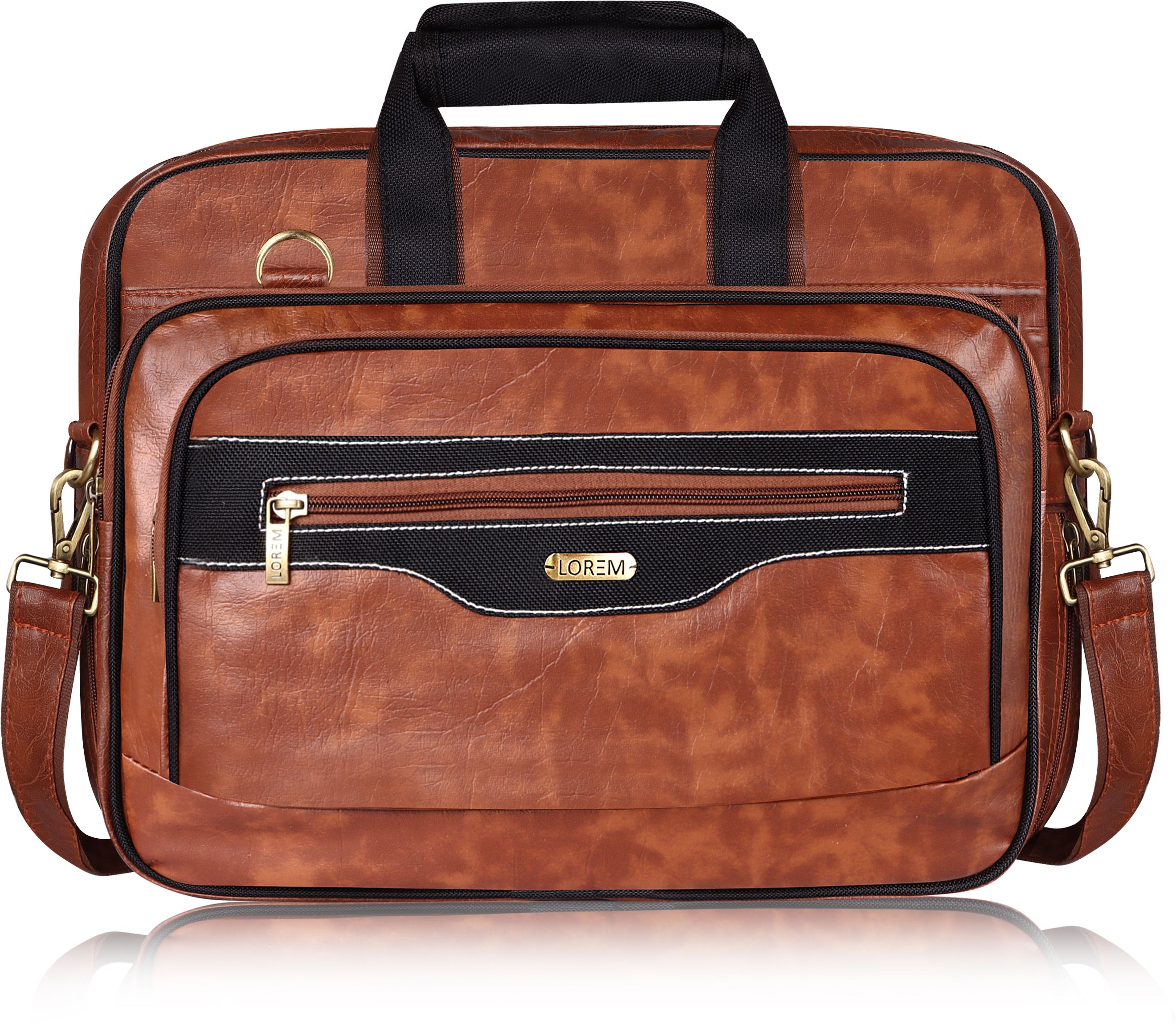 aaurubis enterprise Tan & Black Color Faux Leather 28L Messenger Bag For Men BG102 Waterproof Messenger Bag-picture-47