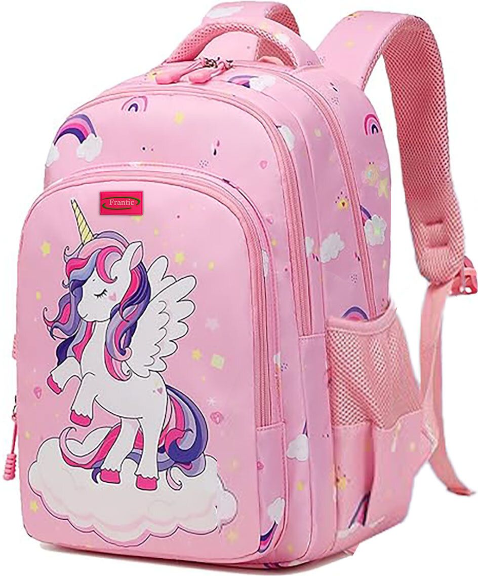 Printed Kids School Bag for Daily Use(RR_Pink_Unicorn_Cloud_25_Z Waterproof Backpack-image-3