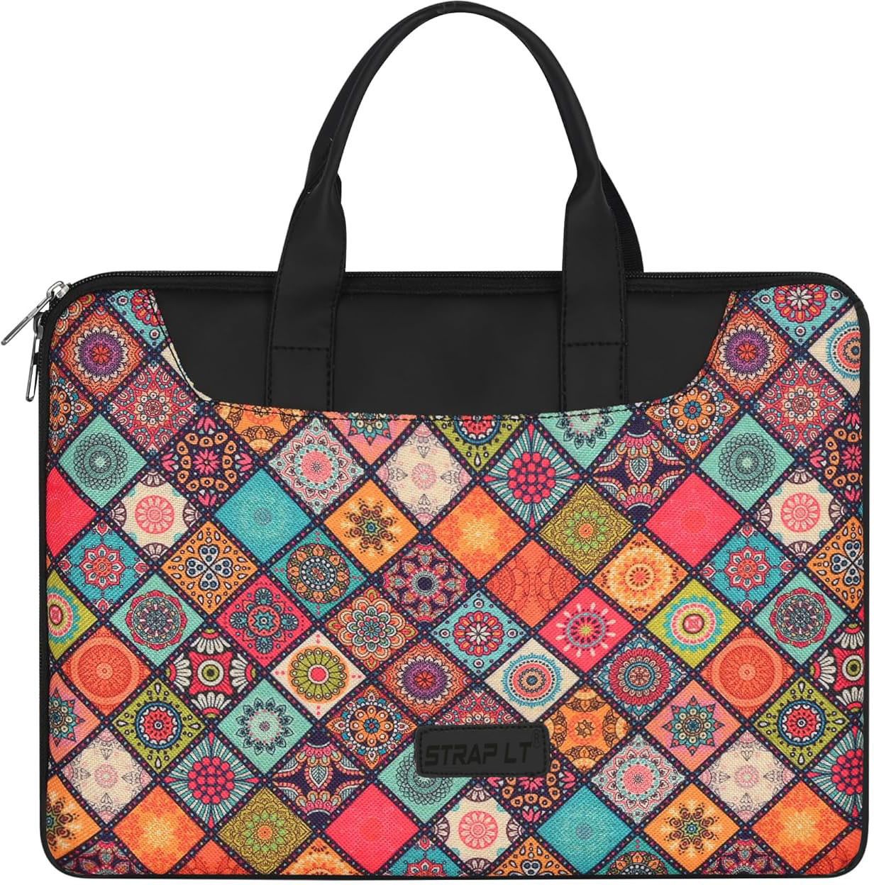 straplt 15.6-16 inch Jute+Vegan Leather Stylish & Durable Bag For Office,College, Travel Waterproof Laptop Sleeve/Cover-picture-33