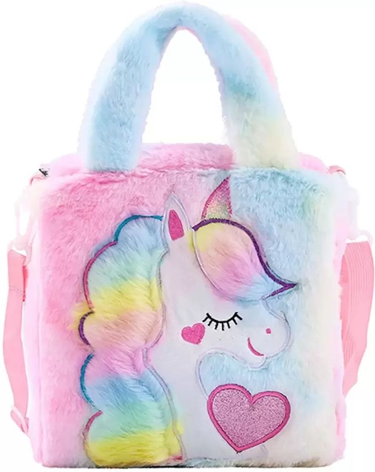 Girls Kids Fur Unicorn Lunch bag -Girls gift for age 2 to 8 Years Lunch Bag Lunch Bag