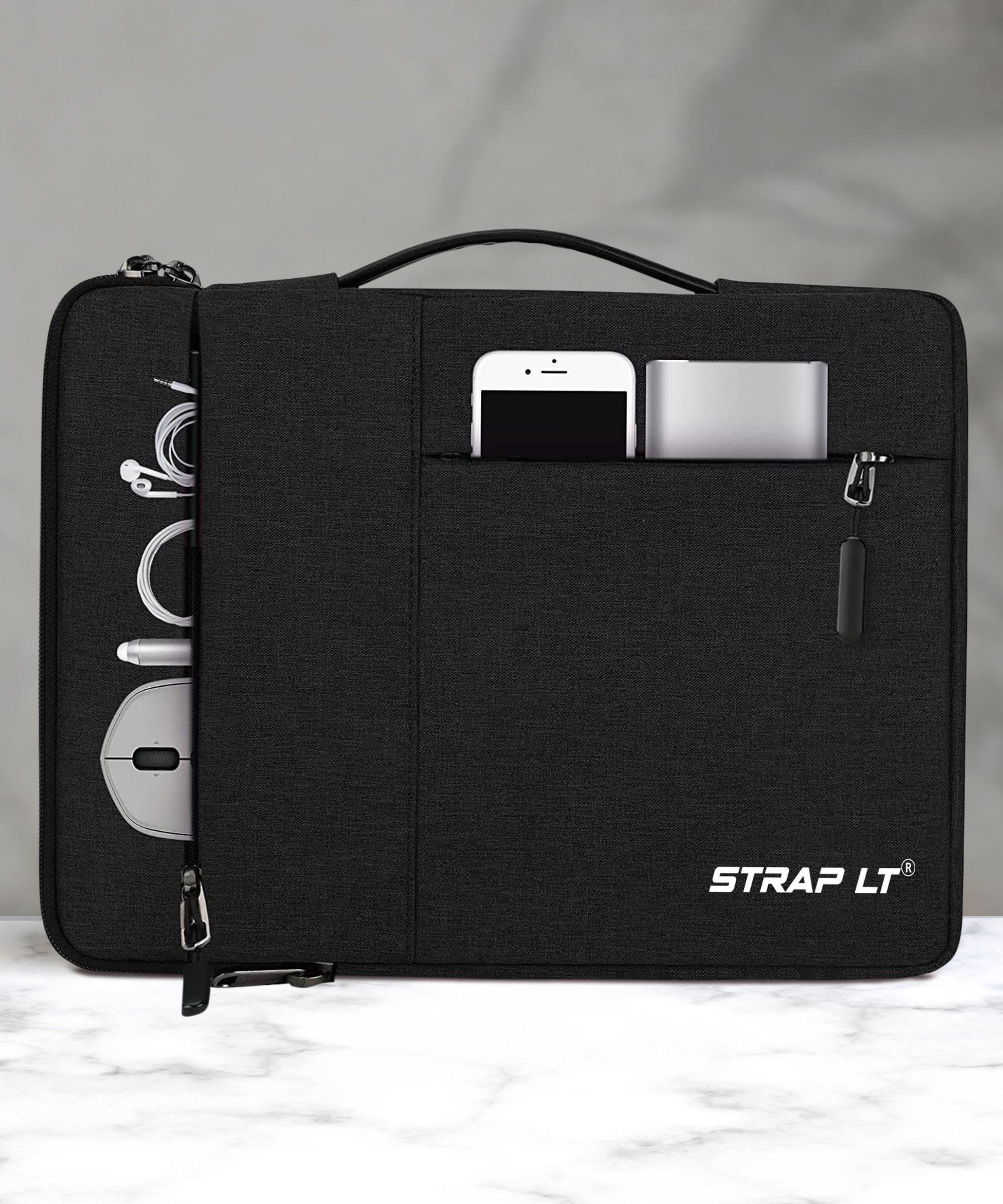 straplt Laptop Sleeve Case 14.6-15 Inch Waterproof Bag Tablet Handle Laptop Bag Black Waterproof Laptop Sleeve/Cover-picture-17
