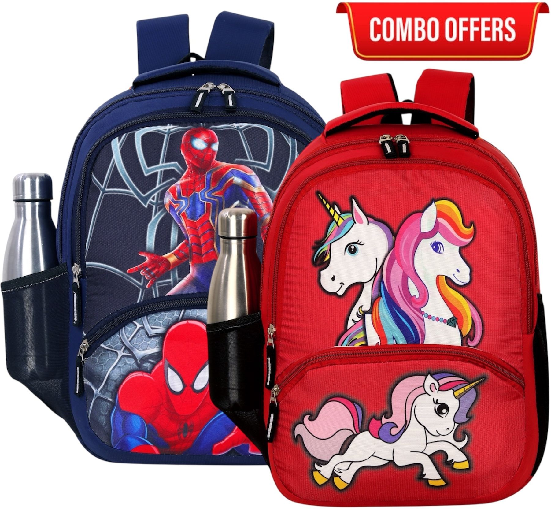 Spiderman Unicorn Kids Backpack Combo School Travel Daily Use Bag Waterproof School Bag-image-39