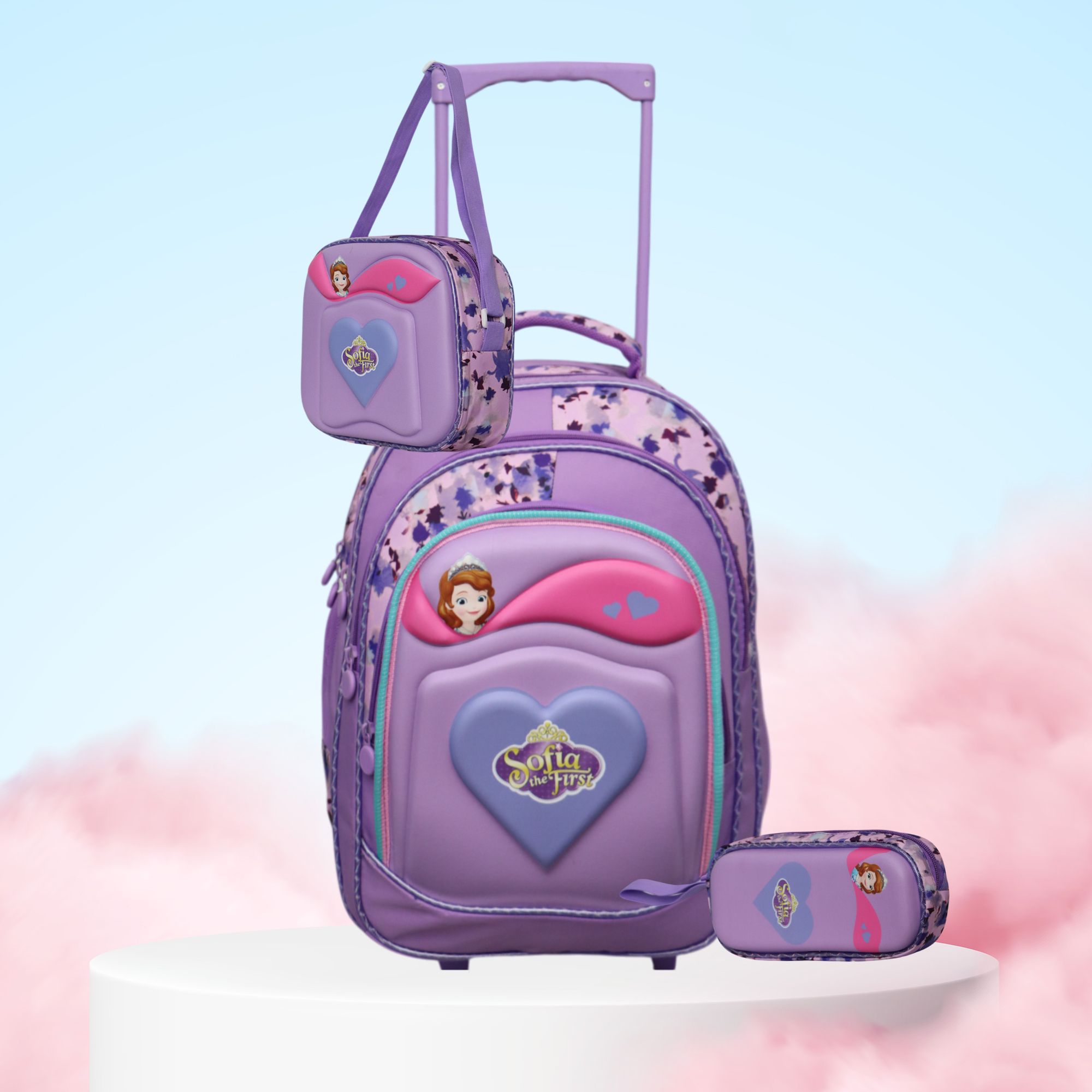sofia bag Kids Trolley Bag Included Pencil Pouch & Lunch Bag |School trolley bag Waterproof Trolley-image-41