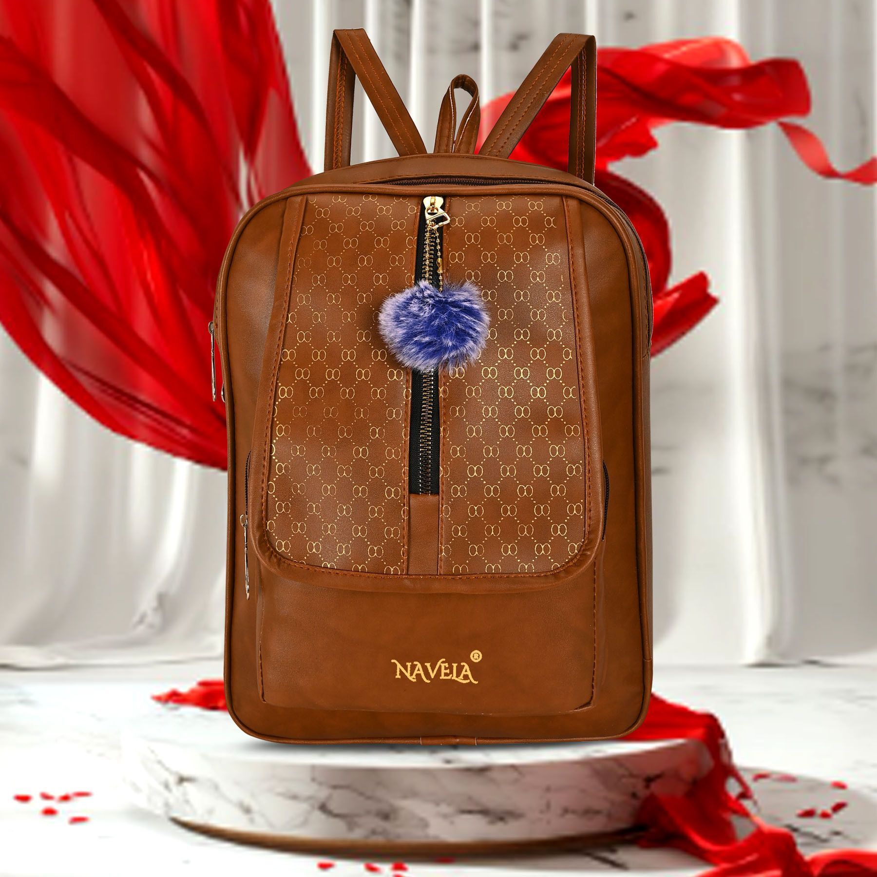 navela Stylish PU Leather School Backpack for Women | Trendy Casual Travel Bag Waterproof Backpack-picture-14