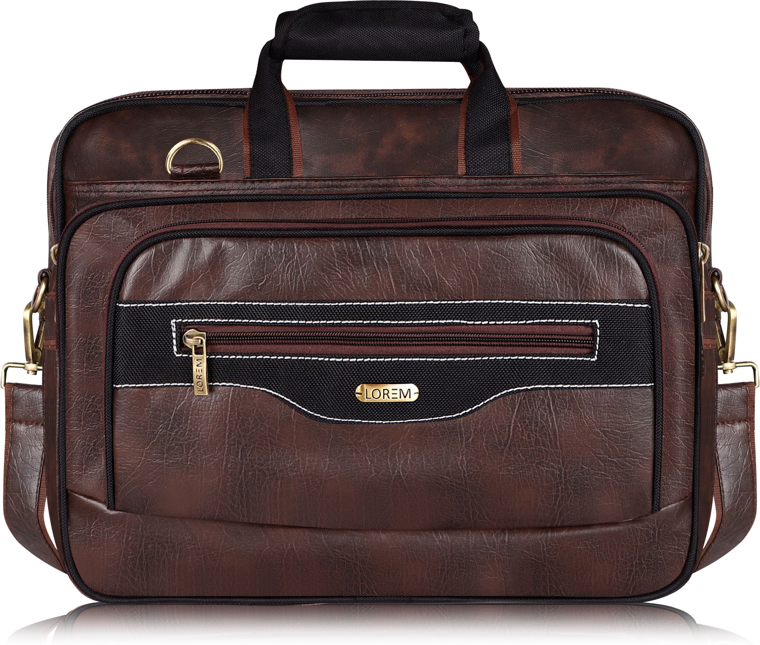 aaurubis enterprise Brown & Black Color Faux Leather 28L Messenger Bag For Men BG106 Waterproof Messenger Bag-picture-14
