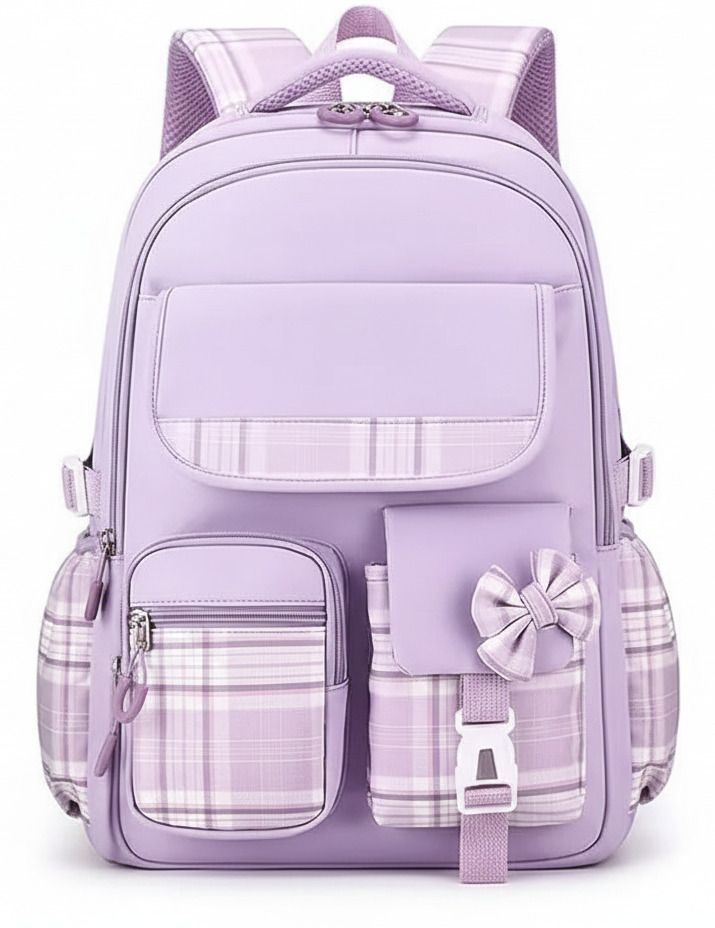 vpyxen purple chex bag Waterproof School Bag-picture-17