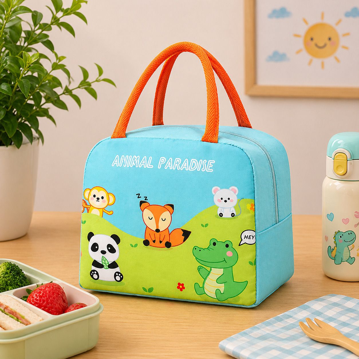 paul sons Simple Style Sea Animal Design Insulated Lunch Bag for Keep Meals Fresh Waterproof Lunch Bag-picture-44