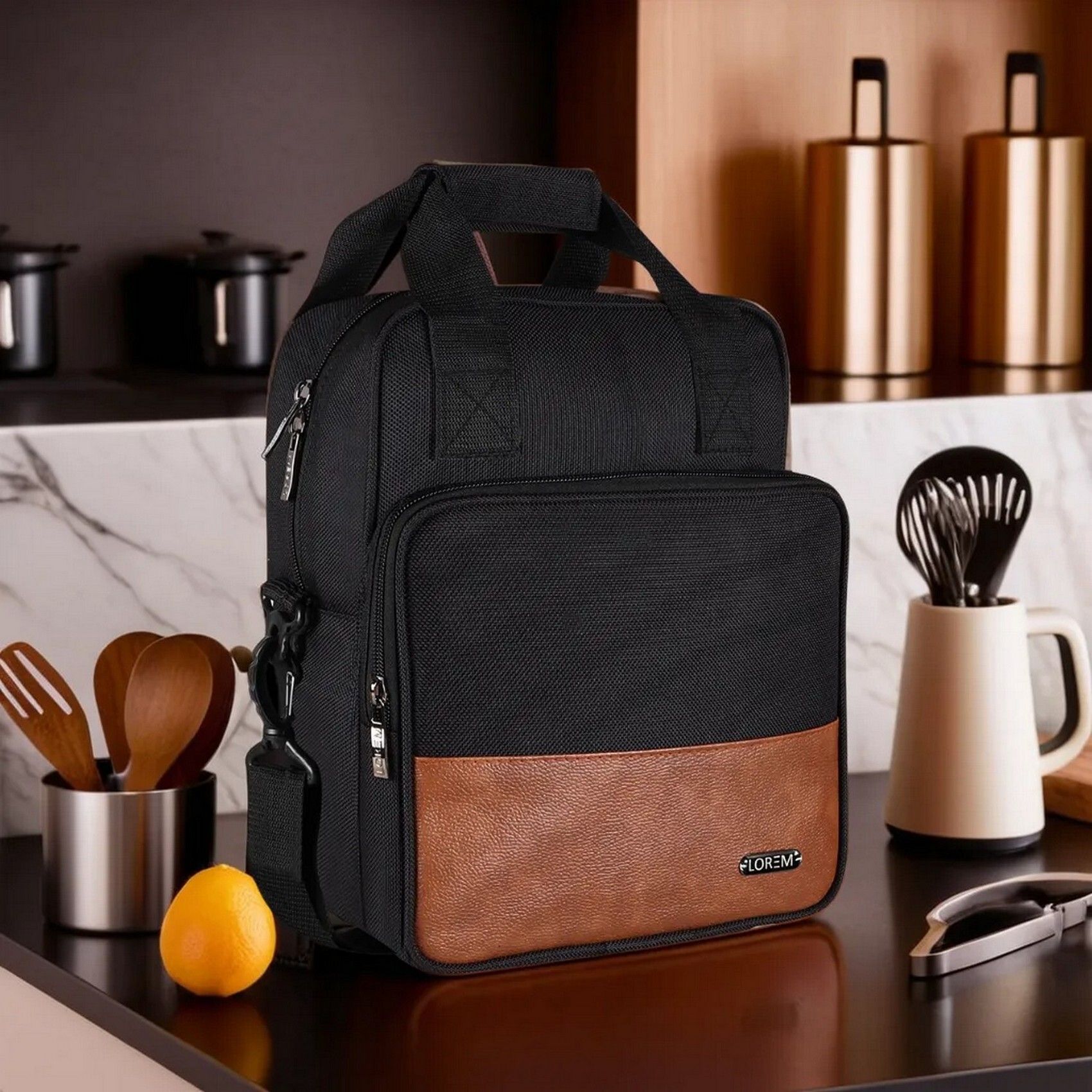 Daily Use Black Office/School Insulated Men & Women Tiffin/Lunch Bag-OB-TB17 Waterproof Lunch Bag-image-9