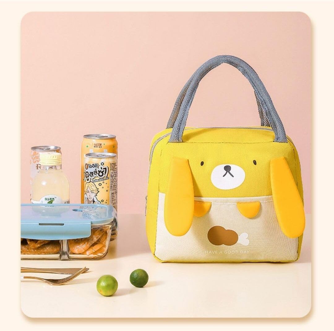 Lunch Box Bag for School Kids Yellow Dog Kawaii Insulated Lunch Bag for Girls Waterproof Lunch Bag-image-24