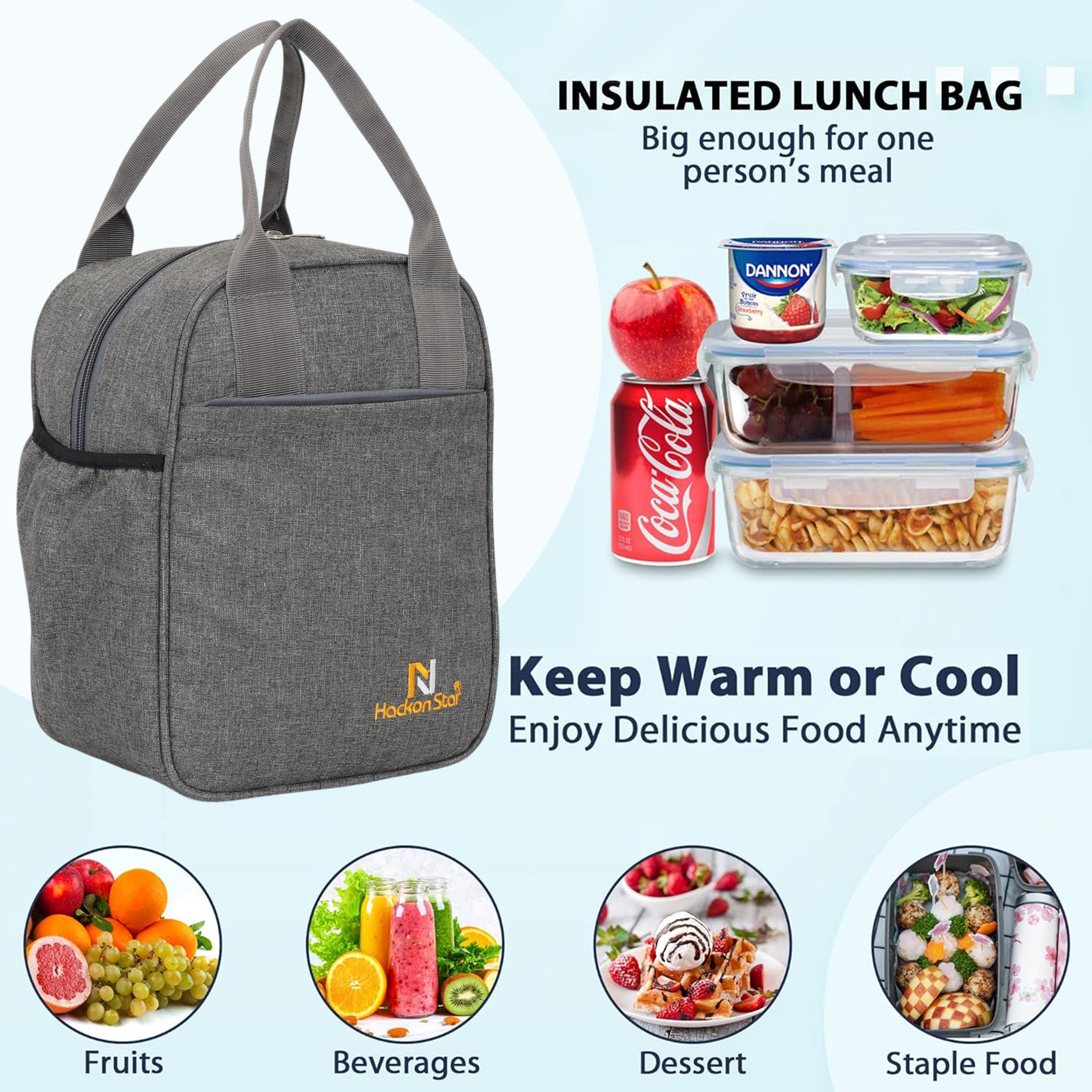 10L Lunch Tiffin Bag for School & Picnic for girls Waterproof Lunch Bag (GRY) Waterproof Lunch Bag-image-39