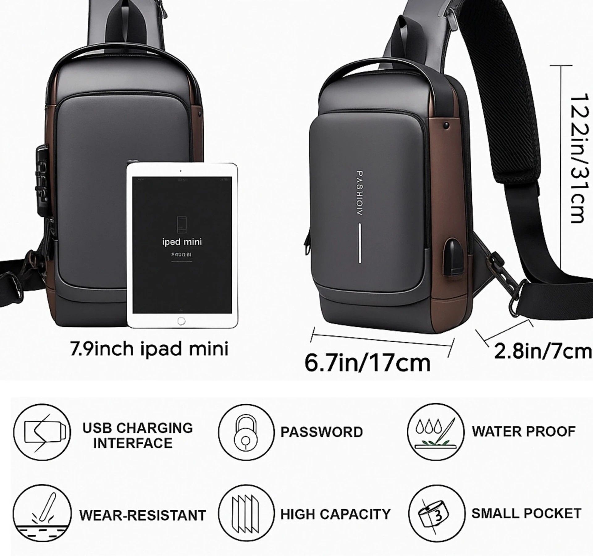 lynacz original Water-Resistant Anti-Theft Sling Backpack USB Charging Port Multiple Storage Backpack-picture-41