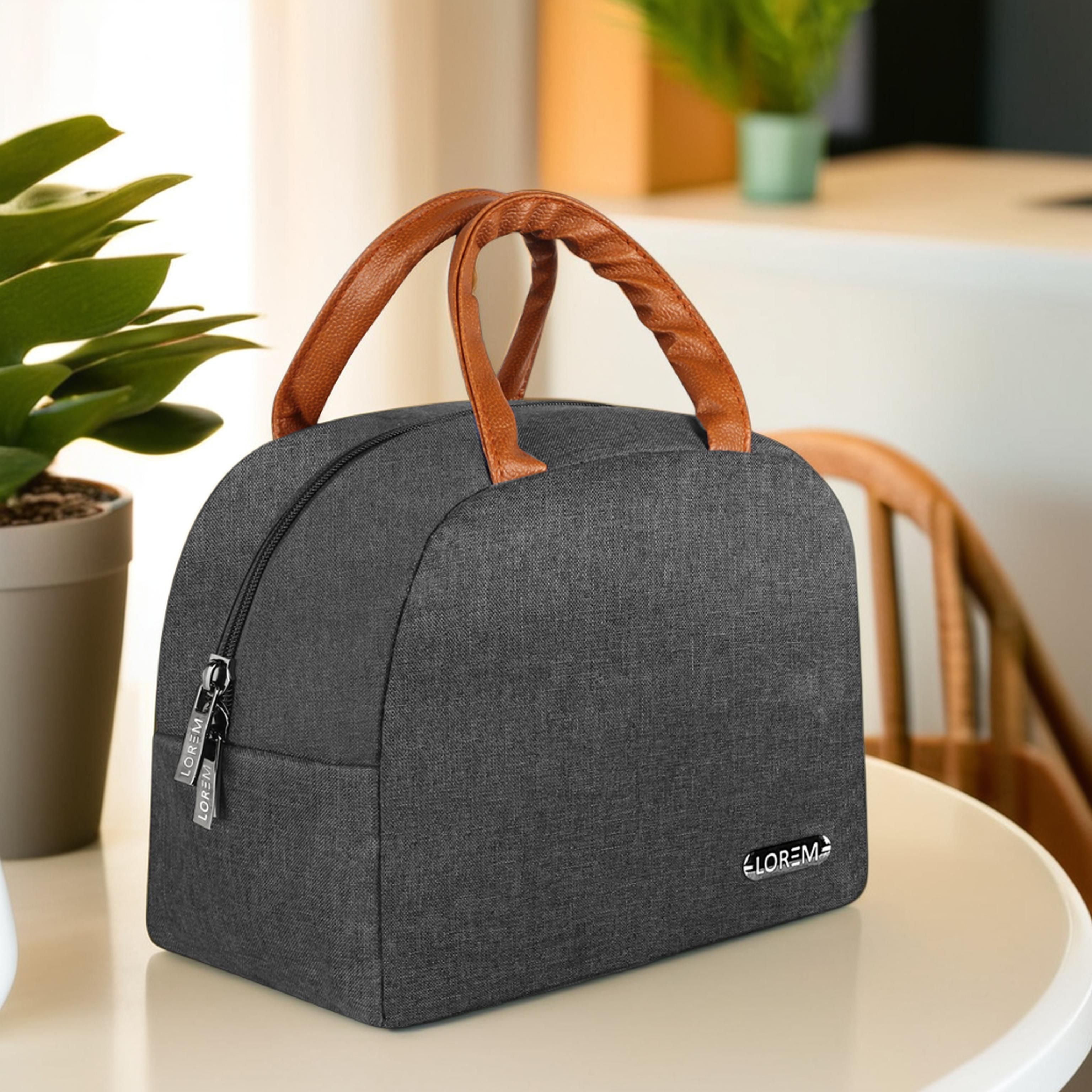 Grey Linen Textured Insulated Tiffin bag For Men & Women ML-TB20 Waterproof Lunch Bag