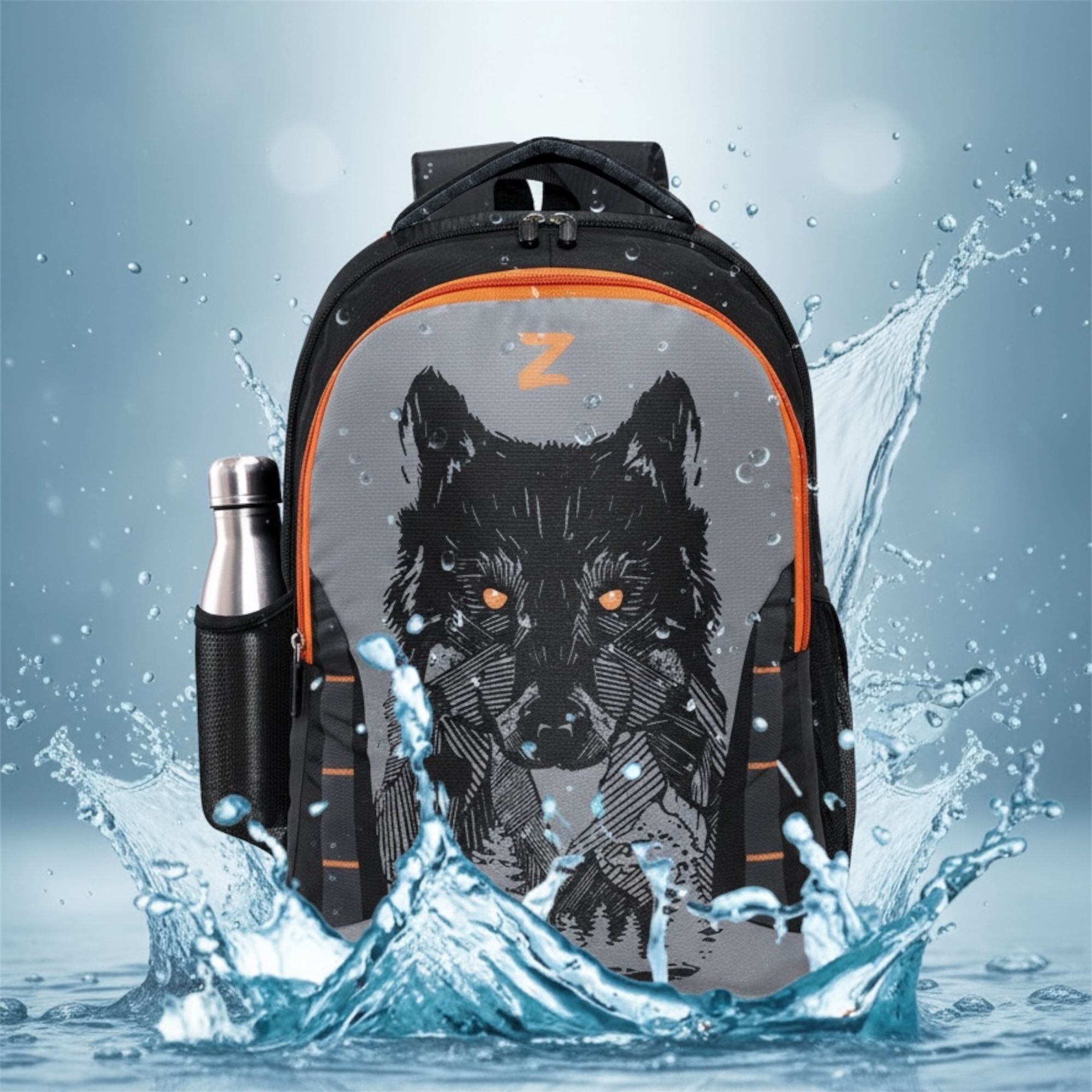 Stylish Wolf Print Backpack For Men Boys | Lightweight Travel Office College Use Waterproof School Bag-image-4