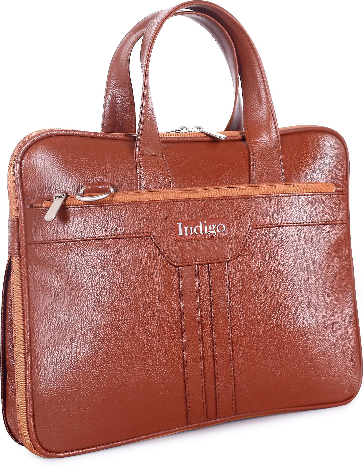 Faux Leather Laptop Messenger Shoulder Bag With Organizer For Office | Tan Waterproof Messenger Bag-image-7