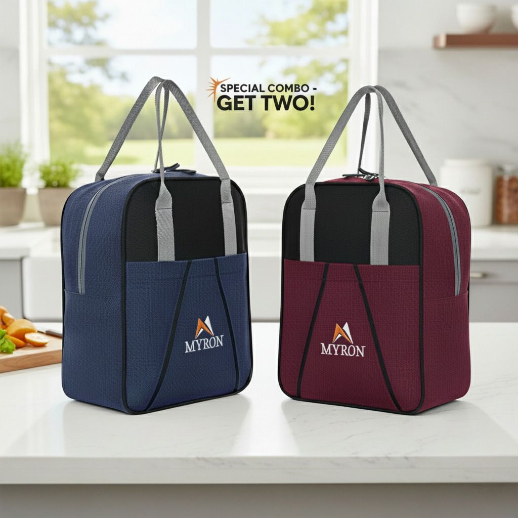 Combo pack of 2 Insulated Lunch/Tiffin bag for school, college, office & travel Waterproof Lunch Bag-image-49