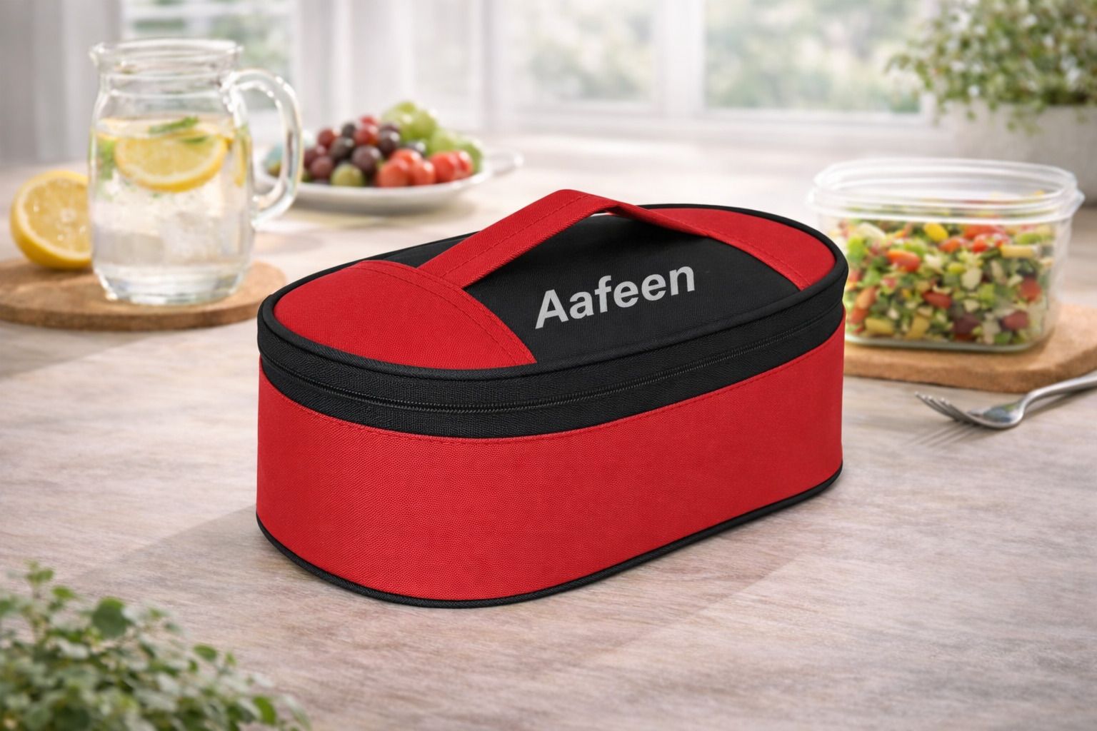 Lunch Tiffin Cover for Office, School Kids(Red) Waterproof Lunch Bag-image-17