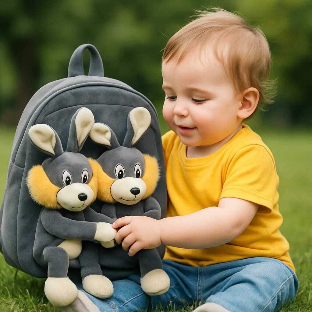 Kids School Bag Soft Plush Backpacks with zipper Baby Boy/Girl (2-5 years) School Bag