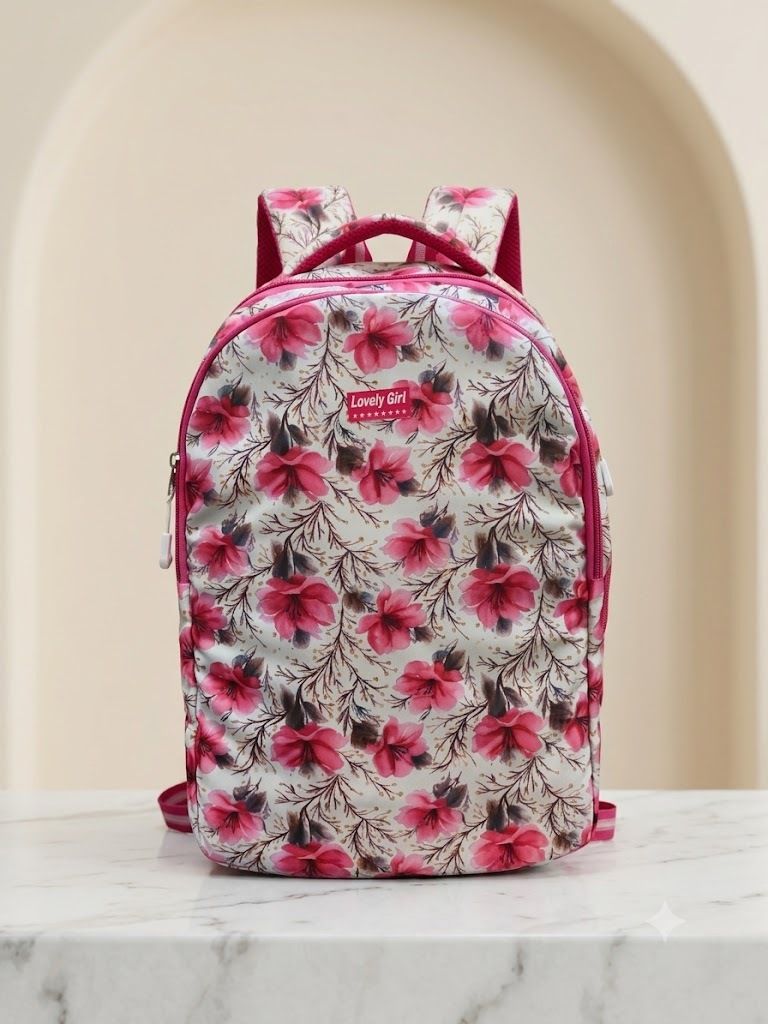 ratna bag Pink Floral School Bag Backpack-picture-16