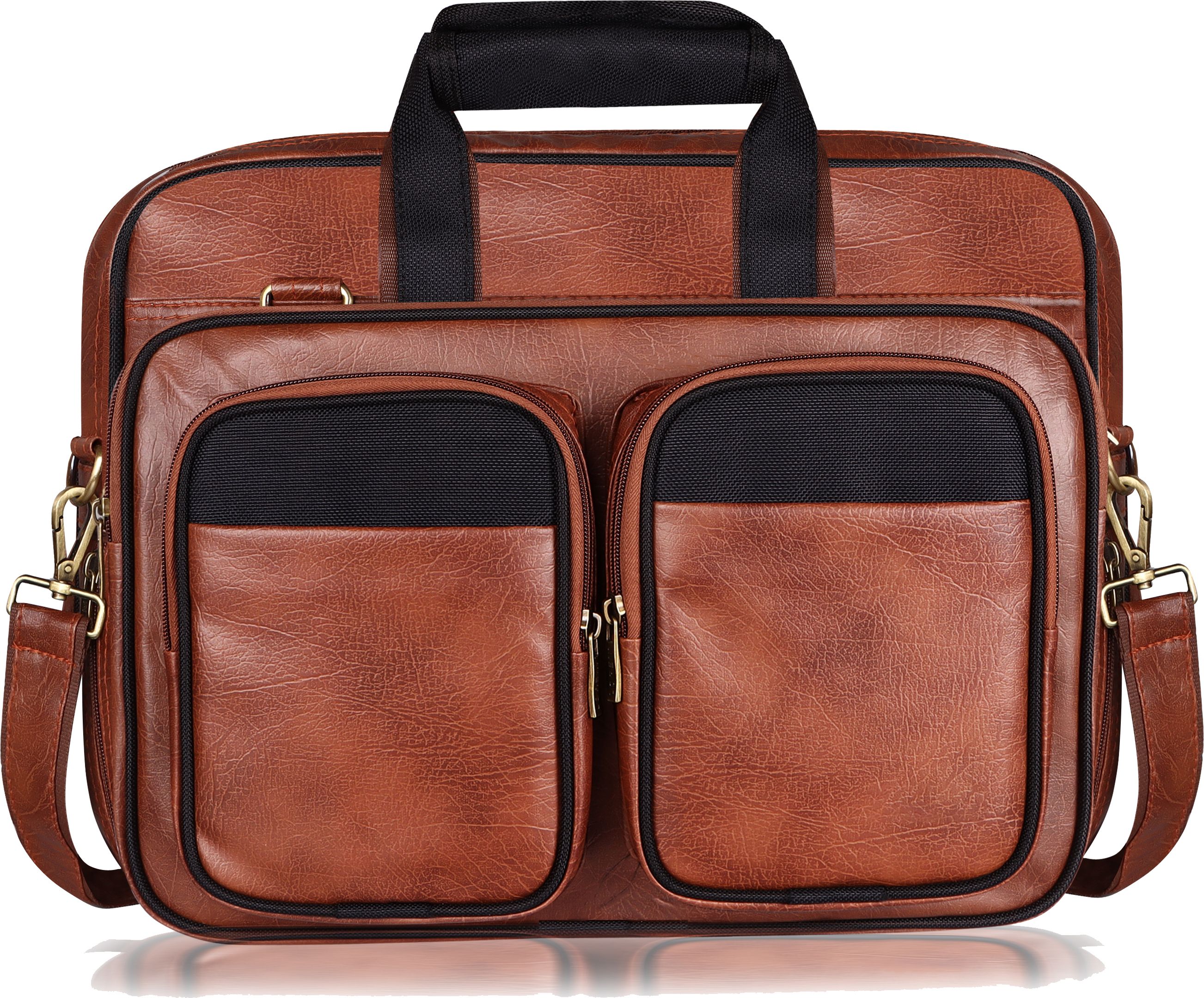 Tan & Black Color Faux Leather 28L Messenger Bag For Men BG93 Waterproof Messenger Bag-image-17