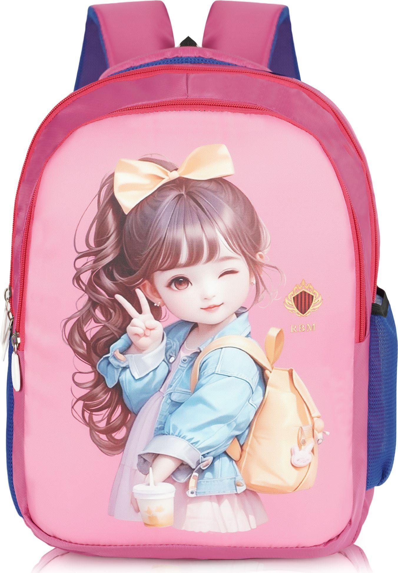 Lovely Girl Cartoon Character Printed Backpack (Nursery-2nd Class)(BAG07) Waterproof School Bag-image-10