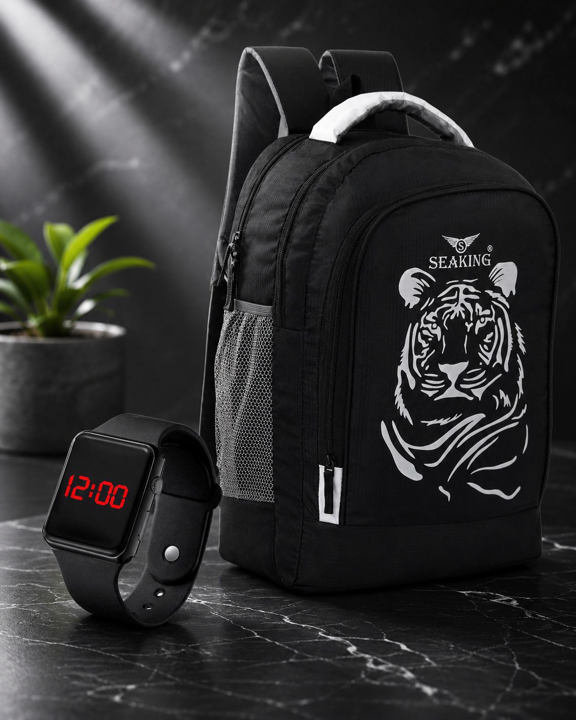 seaking Casual Backpack with Watch | Stylish School College Travel Bag for Boys & Girls Waterproof Backpack-picture-23