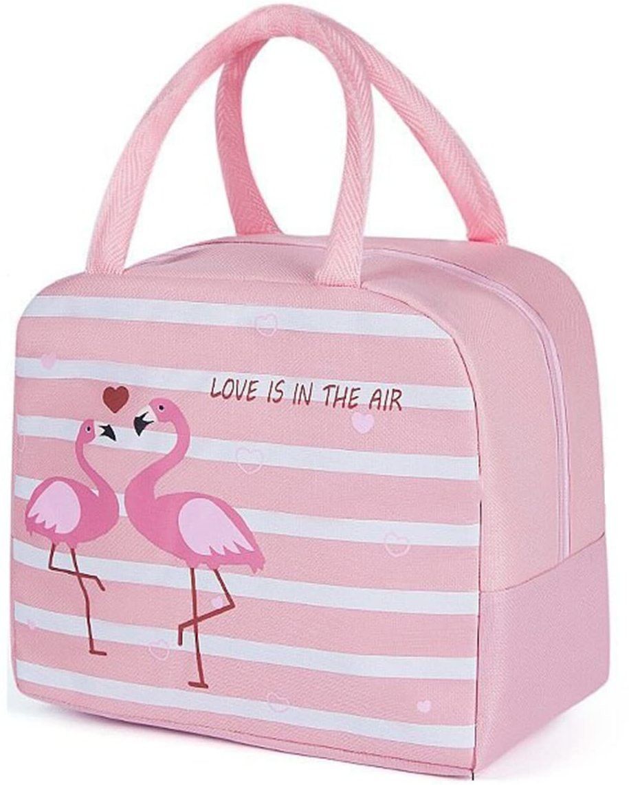 Lunch Bag for School Picnic Office Outdoor Gym (Pink Flamingo Stripes) Waterproof Lunch Bag-image-28