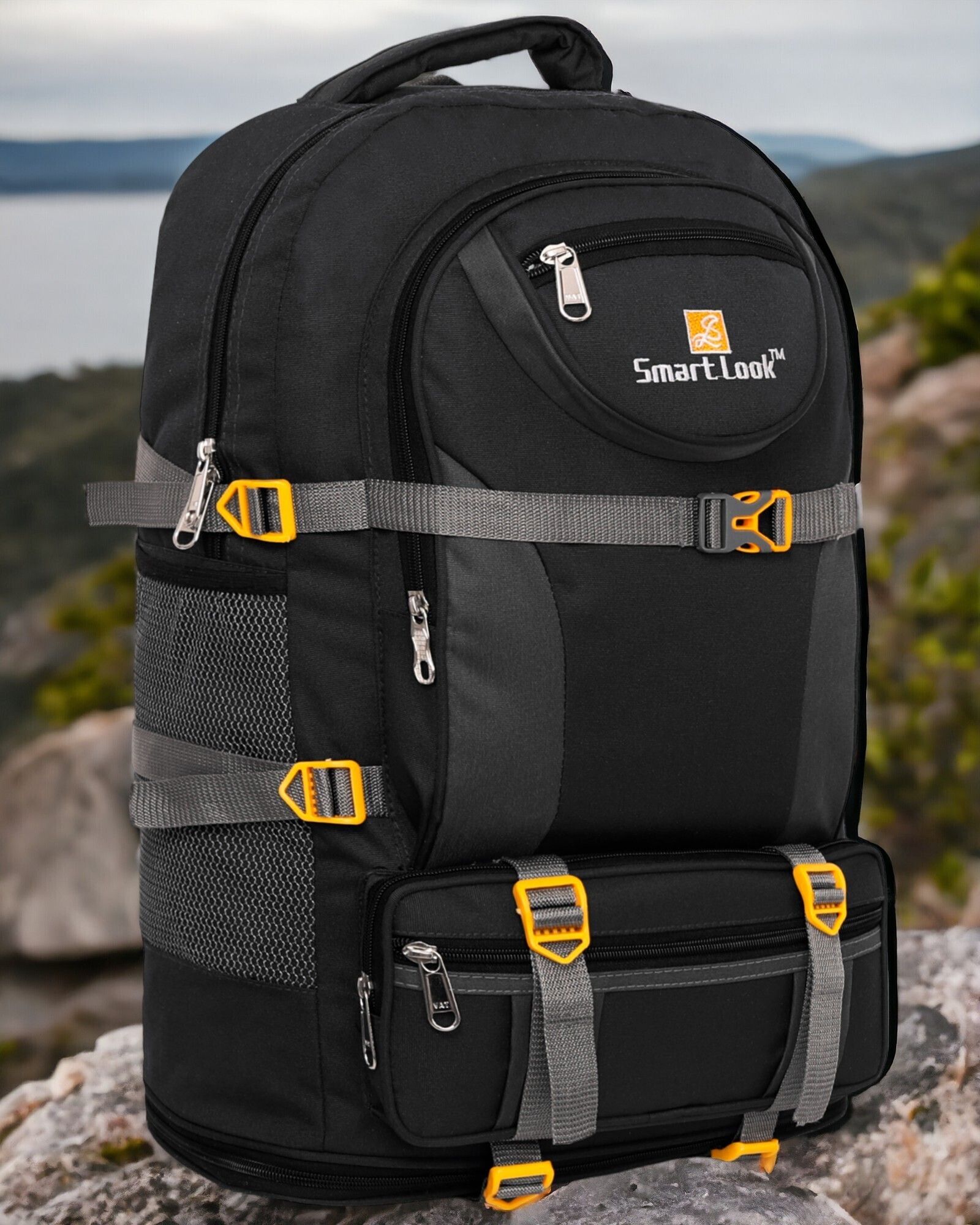 smartlook Expandable Travel Outdoor Sport Camping Hiking Trekking Bag Rucksack - 60 LBLACK Rucksack- 60 L-picture-18