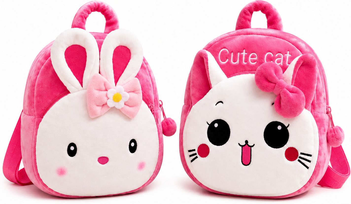 yatharthtraders Cat & Rabbit Plush Bag Combo for Kids, Soft Cartoon Bag for Girls and Boys, School Bag-picture-36