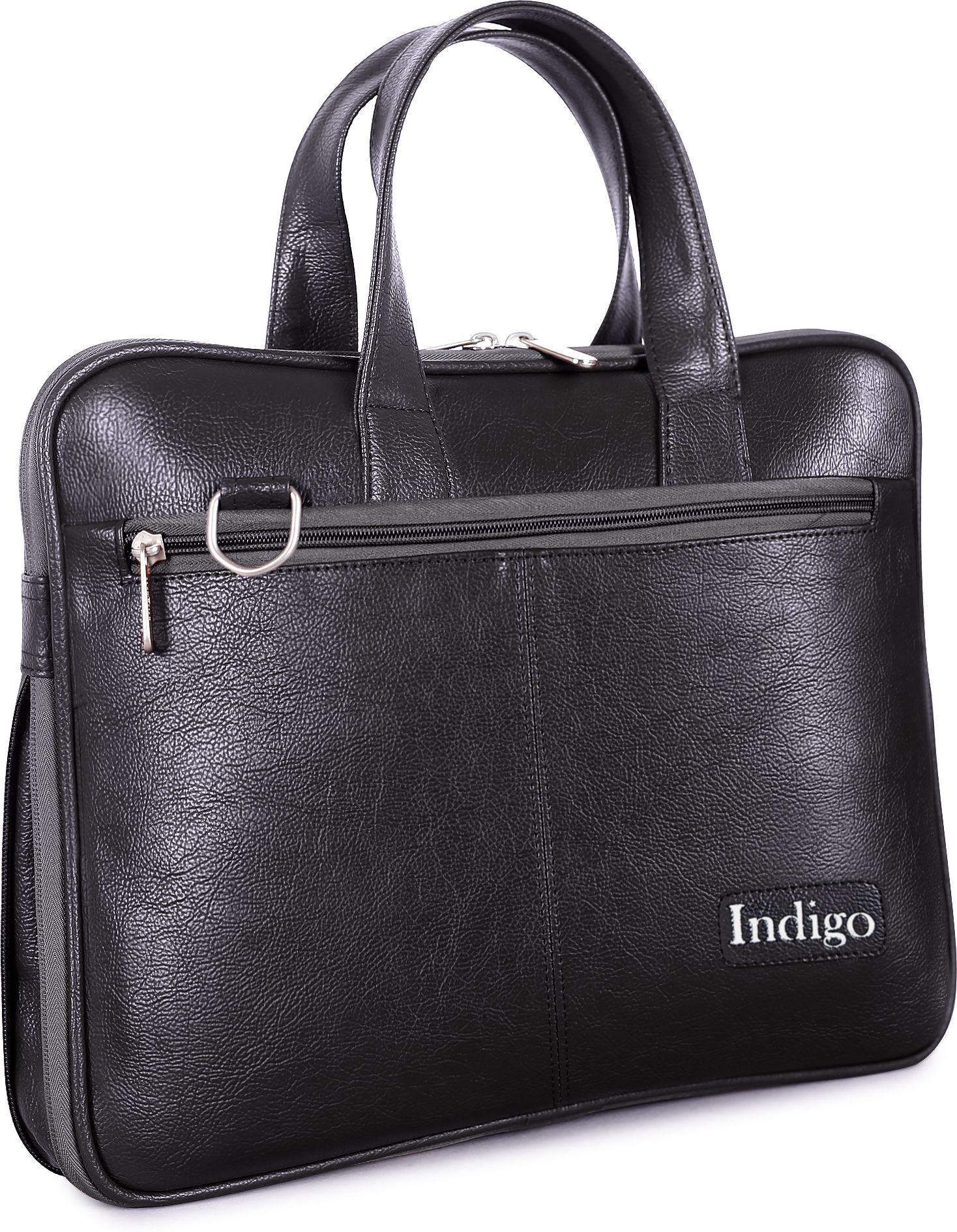 indigo bags Pebbled Texture Leather Laptop Messenger Shoulder Bag With Organizer | Black Waterproof Messenger Bag-picture-32