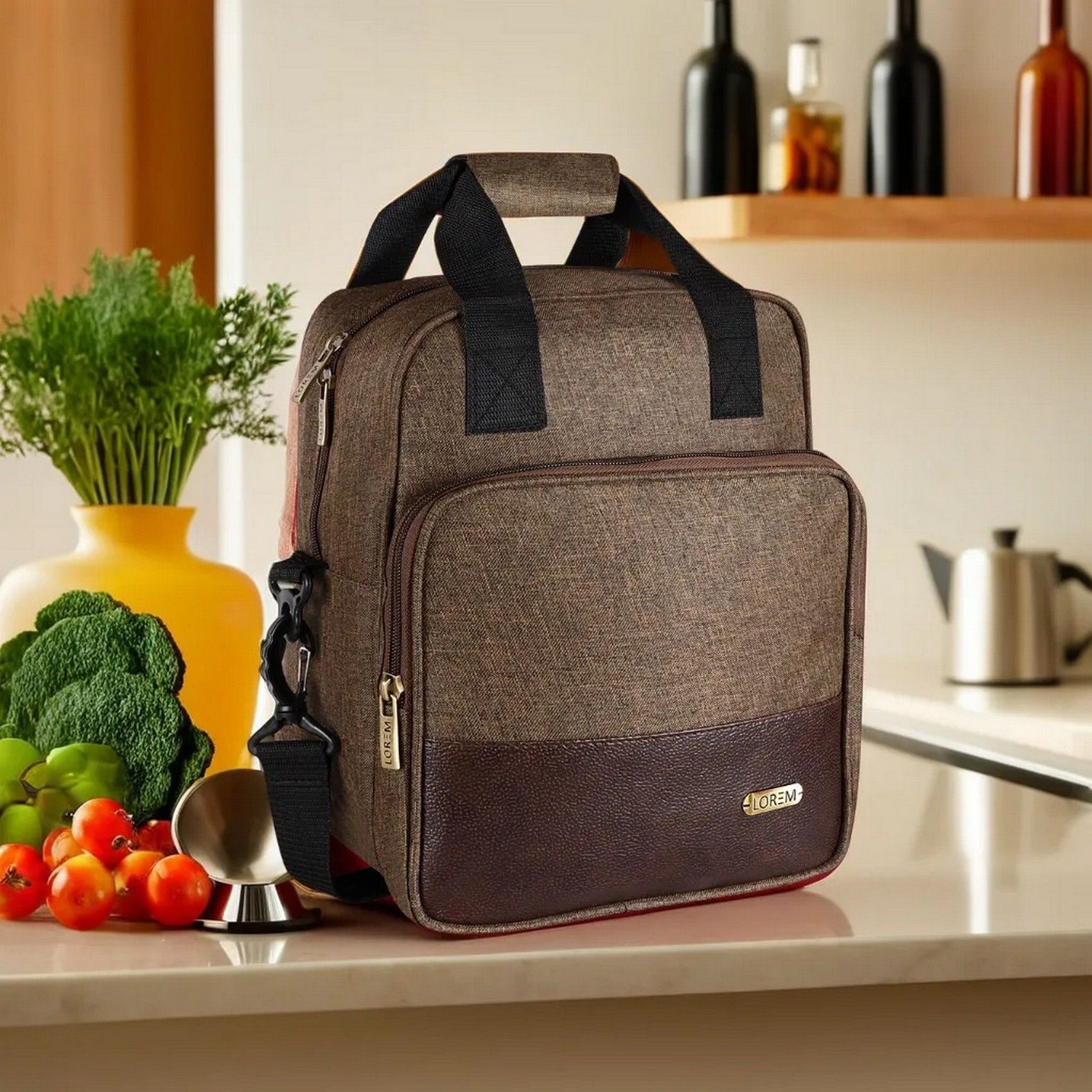 Daily Use Khaki Office/School Insulated Men & Women Tiffin/Lunch Bag-OB-TB15 Waterproof Lunch Bag-image-8