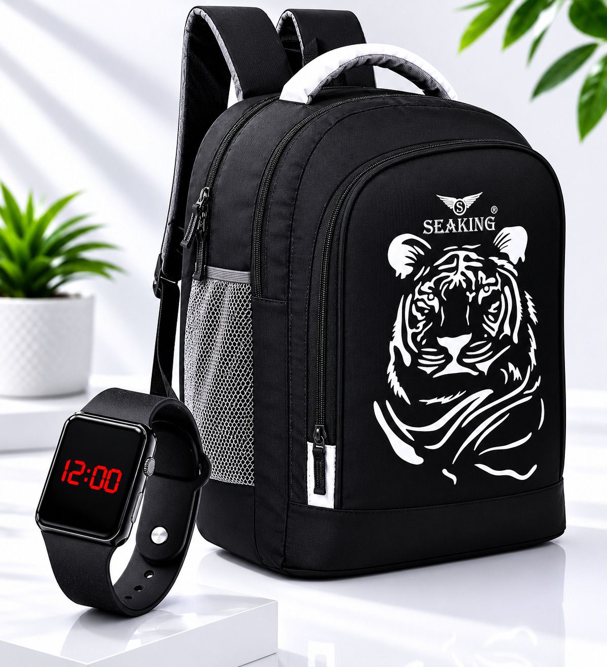 School College Backpack with Free LED Digital Watch Travel Bag Waterproof Backpack-image-14