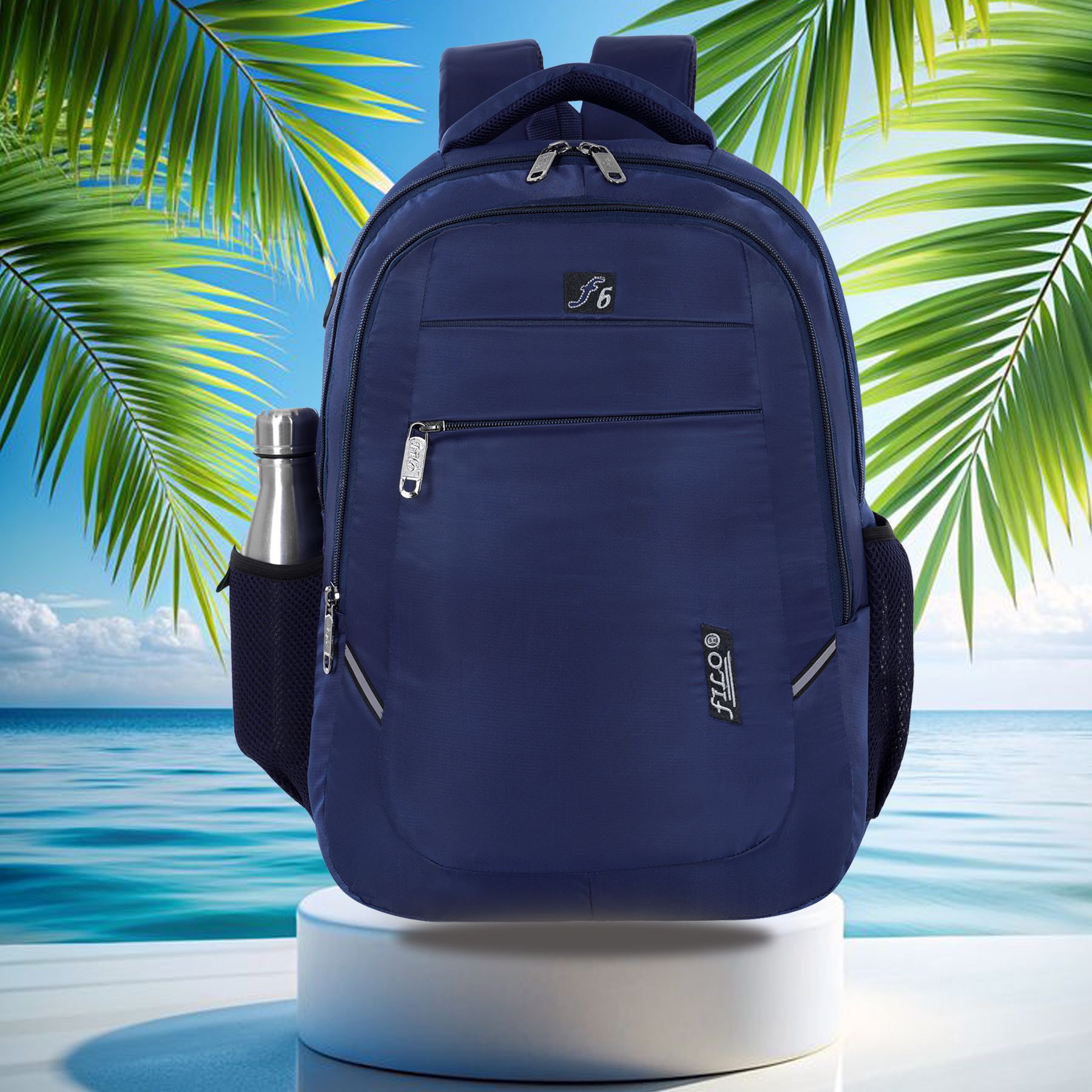 Unisex Waterproof Laptop Backpack | 3 Compartments, Polyester, 15.6" Waterproof School Bag-image-6
