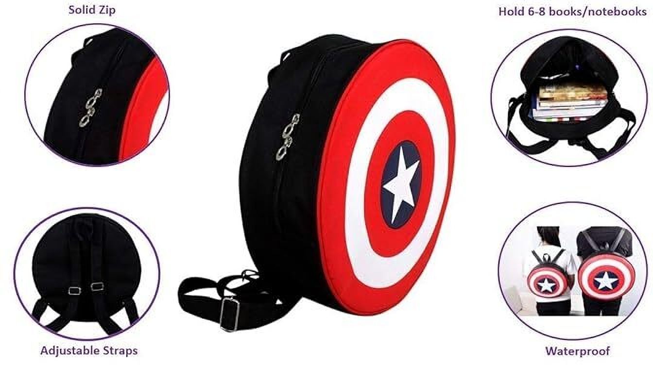 Unisex Avengers Captain America Shield Round Polyester bag with Thick Padding Shoulder Bag-image-6