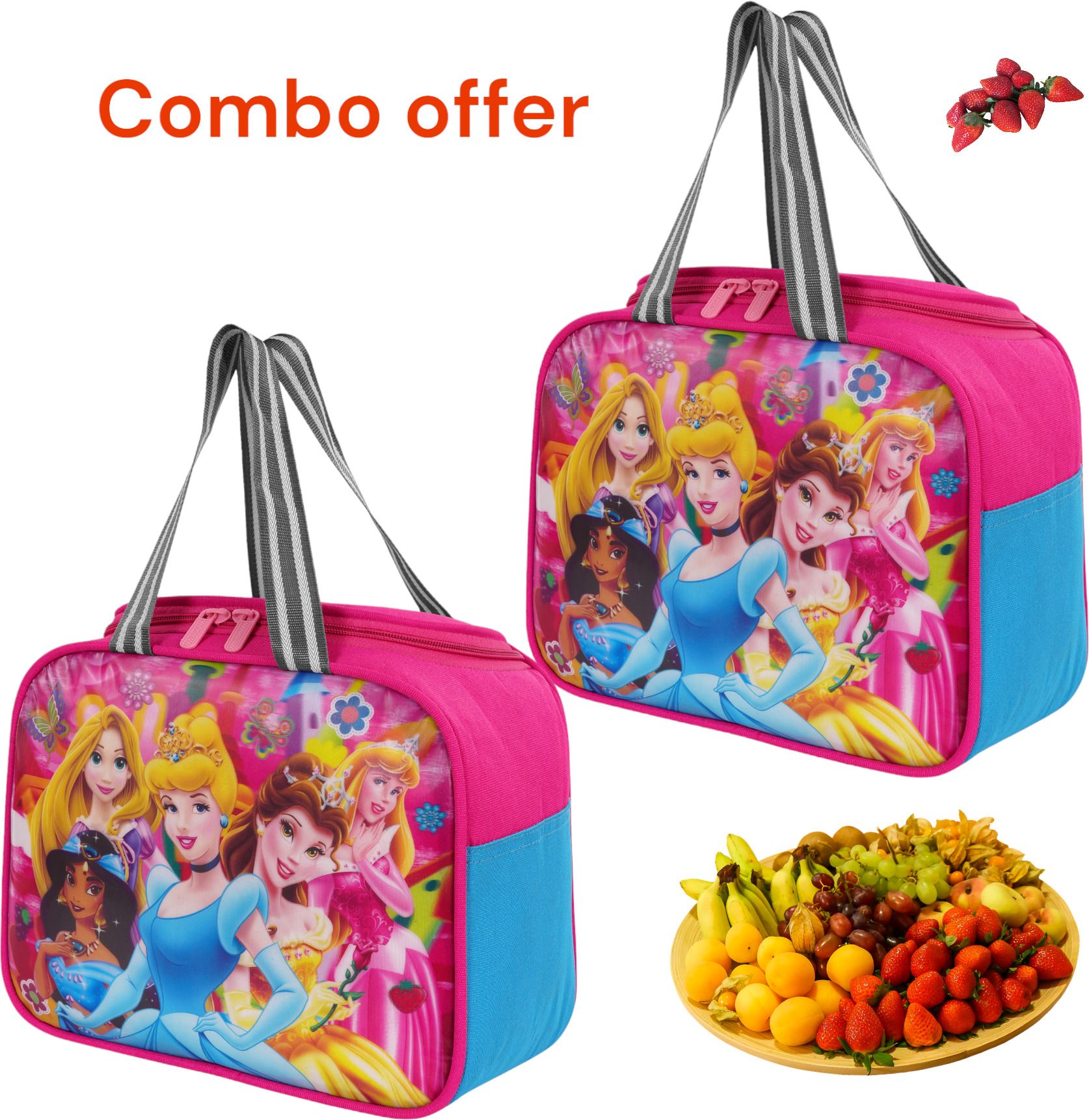 Combo Lunch bag Barbie Waterproof Lunch Bag Use for School/Collage/Picnic Waterproof Lunch Bag-image-29
