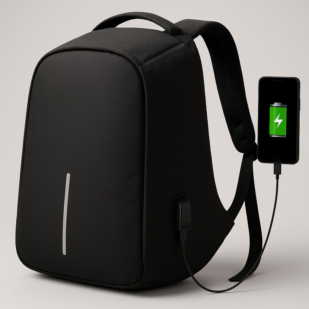 Black Anti Theft Light Waterproof Backpack-image-15