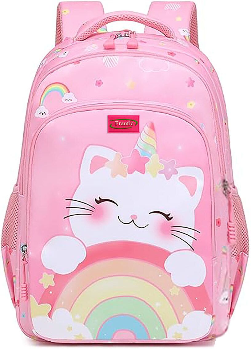 Kids School Backpack Pink_Rainbow_Cat Waterproof Backpack-image-7