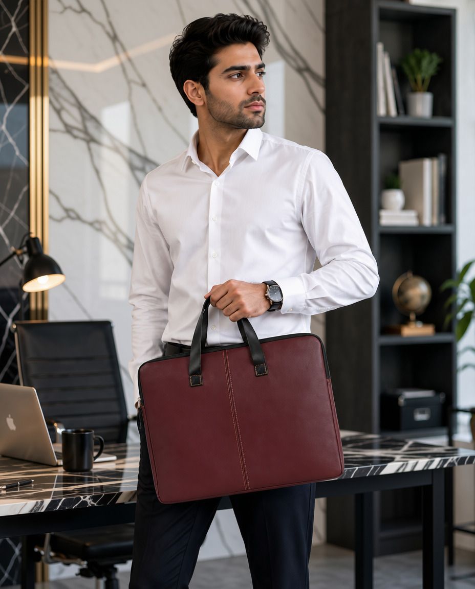 bagizmo Office Laptop Sleeve Bag for 15.6 Inch Laptop PU Leather Waterproof Laptop Sleeve/Cover-picture-32