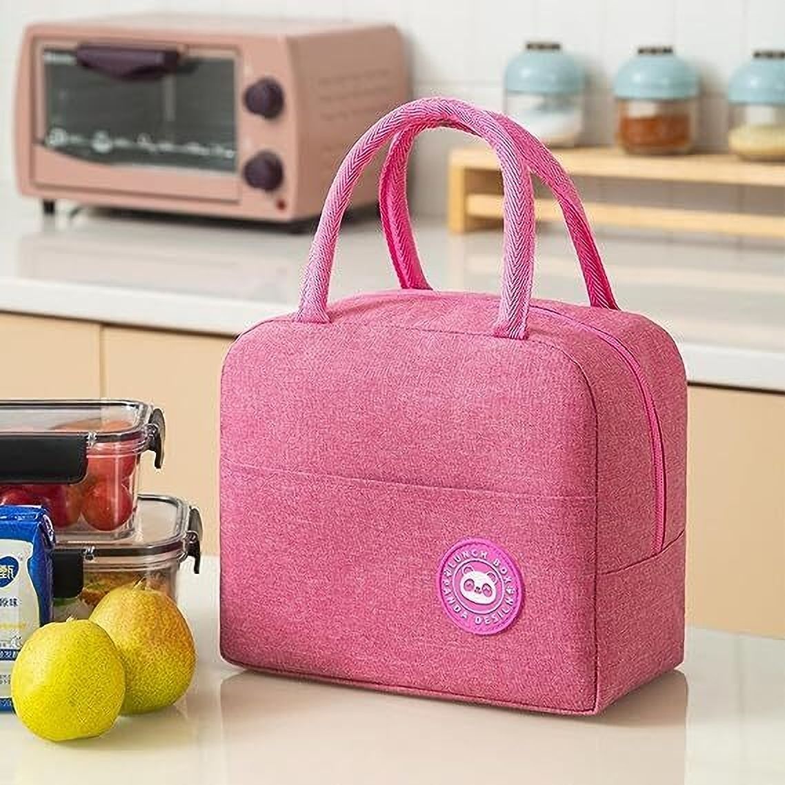 Lunch Bag for Kids/Tote Bag/Lunch Box Container/Food for School, Office (Pink) Waterproof Lunch Bag-image-35