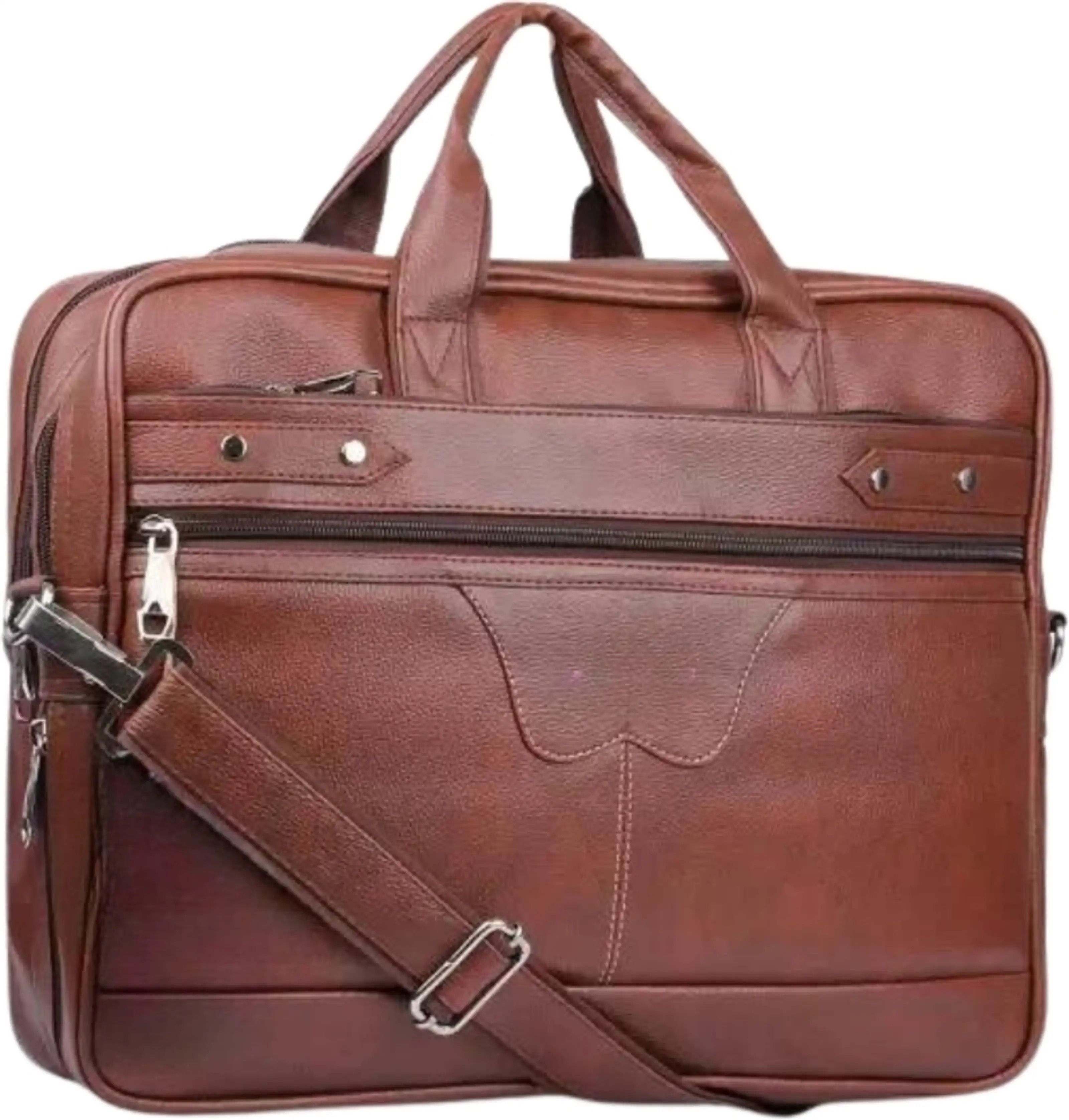 Executive Carry 15.6 Inch Waterproof PU Leather Laptop Office Messenger Bag, RED Waterproof Messenger Bag-image-1