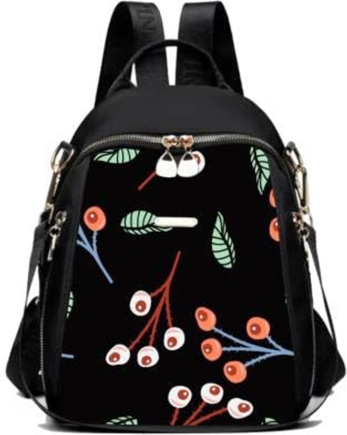 Women's Stylish Multi Pocket Cherry Printed Backpack Shoulder Bag Backpack-image-3