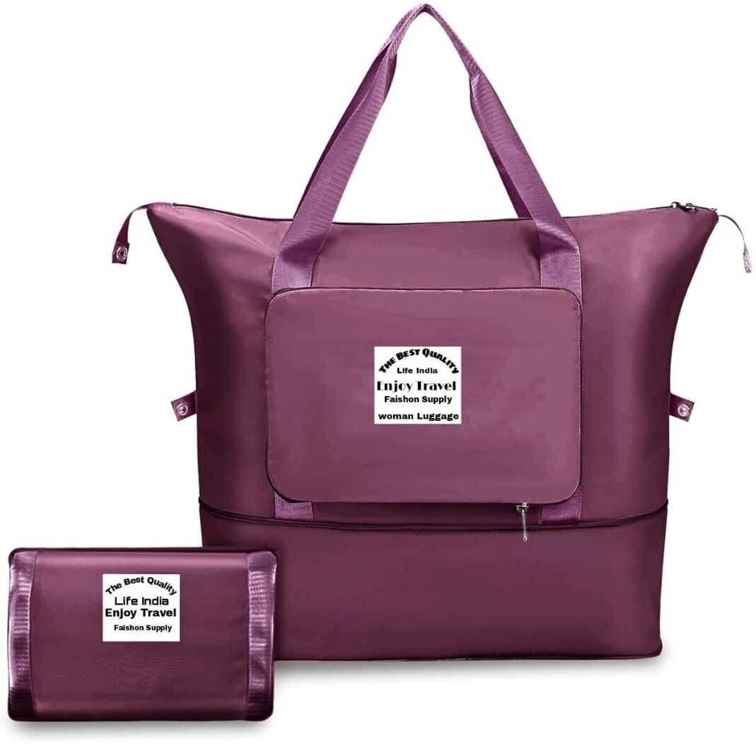 41 L Hand Duffel Bag - Lifeindia_ Expandable Travel Bags for Women, Duffle Bags for Women Luggage, - Maroon - Large Capacity-image-34