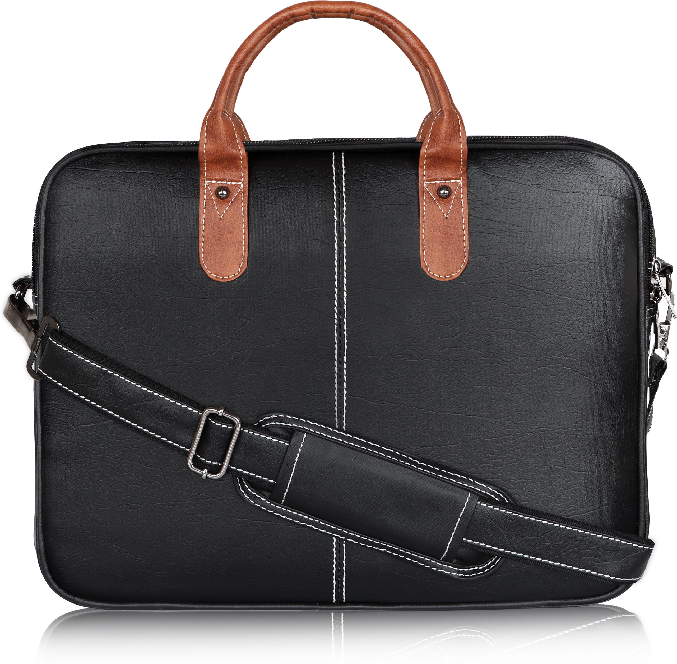 Black Color faux leather 10L Office Laptop Bag For Men & Women BG71 Waterproof Messenger Bag-image-34