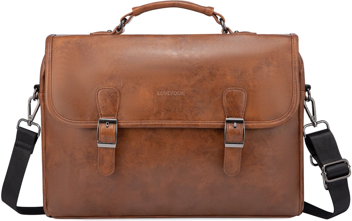 lovevook Laptop Bag for Men & Women 15.6 Inch PU Leather Office Handbag with Back Pocket Messenger Bag-picture-17