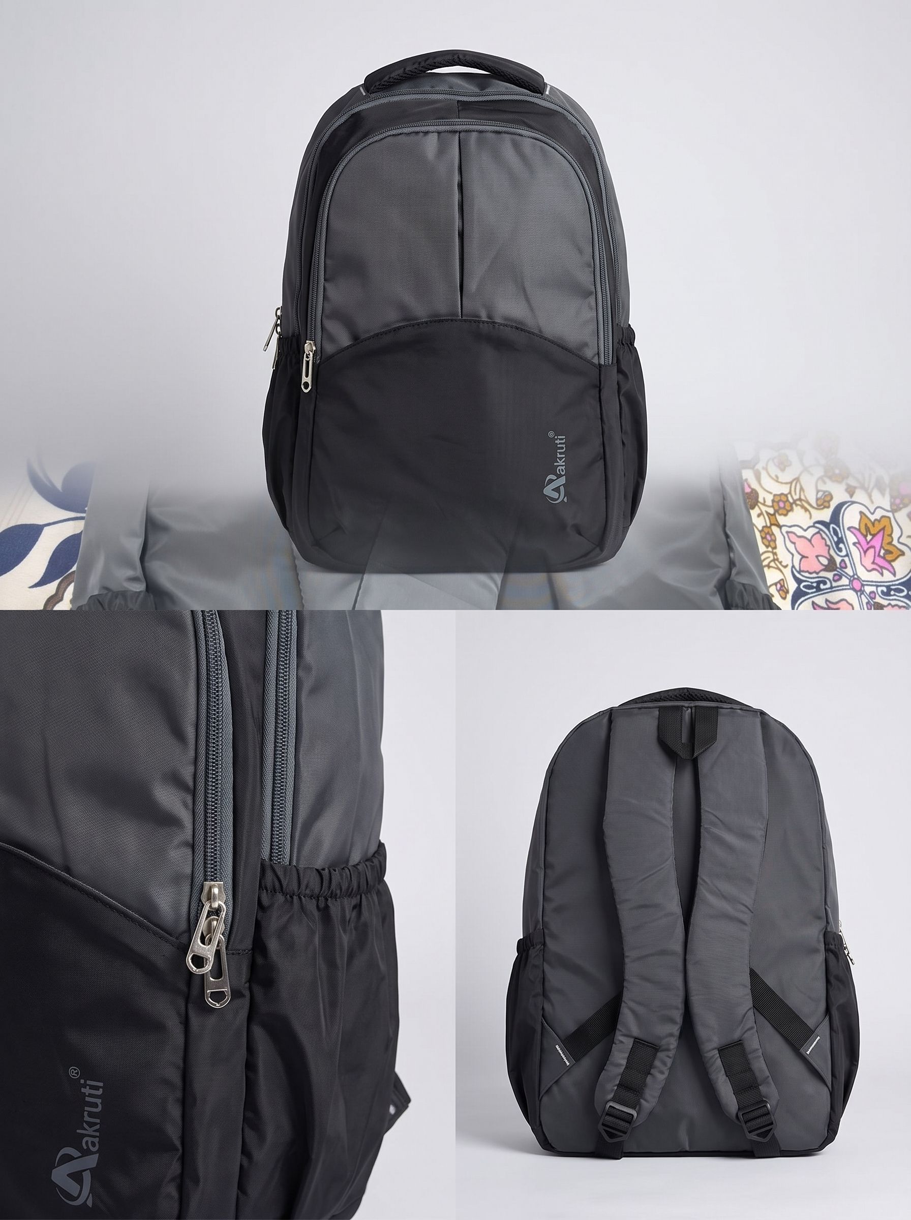 aakruti Trendy Grey Black | College Bag for Students | Lightweight Multipurpose Bag Backpack-picture-36