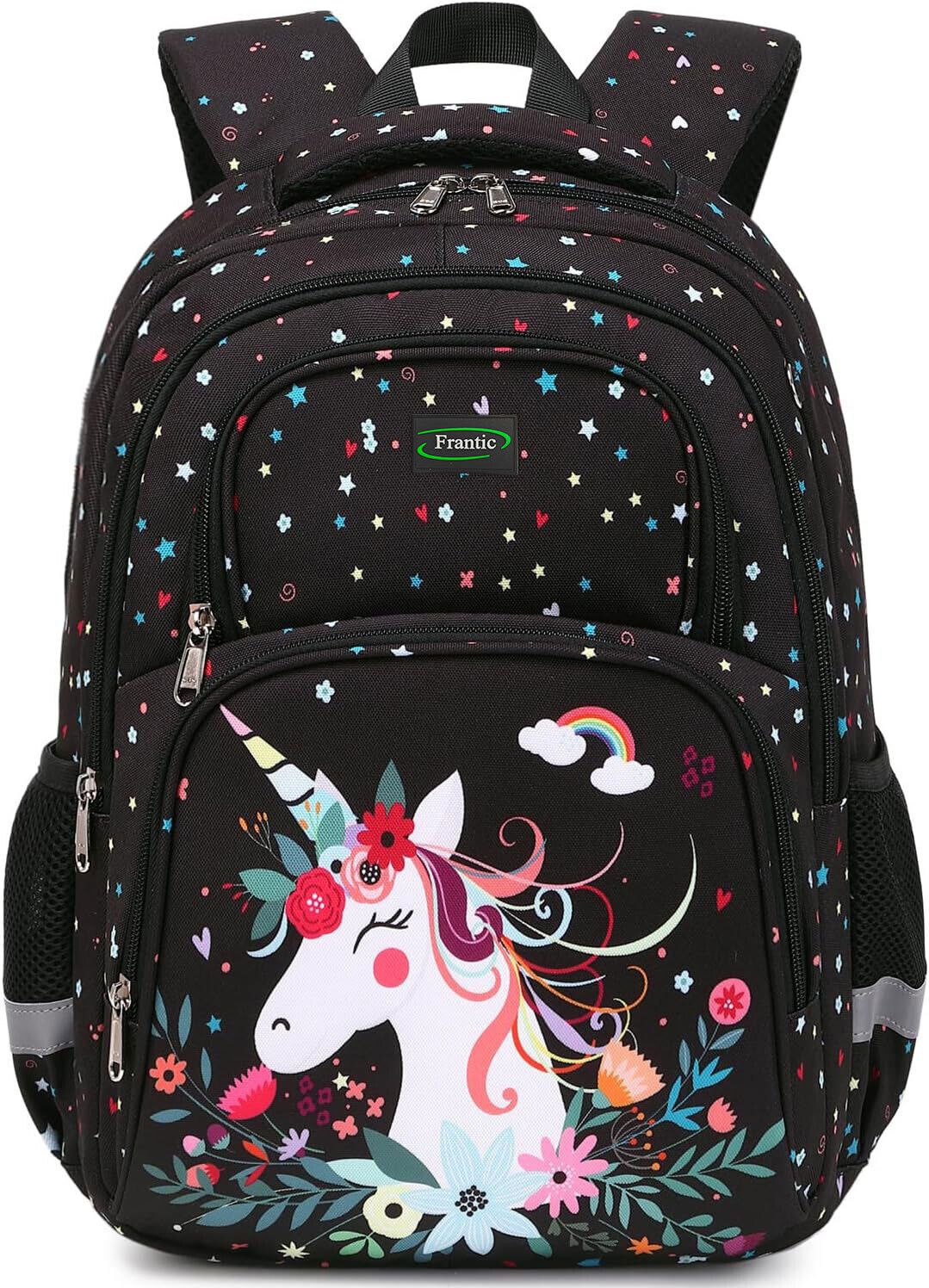 Printed Kids School Bag for Daily Use(RR_Black_Unicorn_25_1M) Waterproof Backpack-image-2